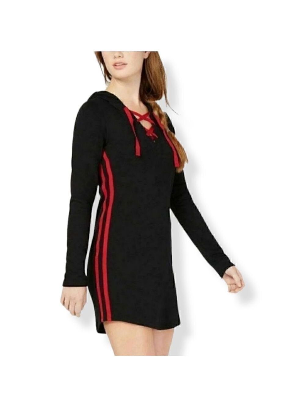Material Girl Active Black Hooded Sweatshirt Dress XS Junior